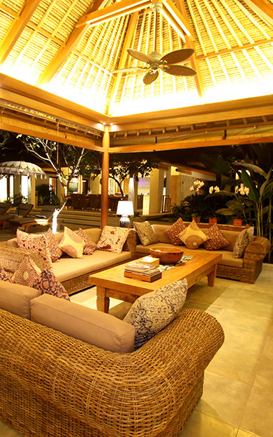 The living pavilion is a great place to enjoy the bali nights
